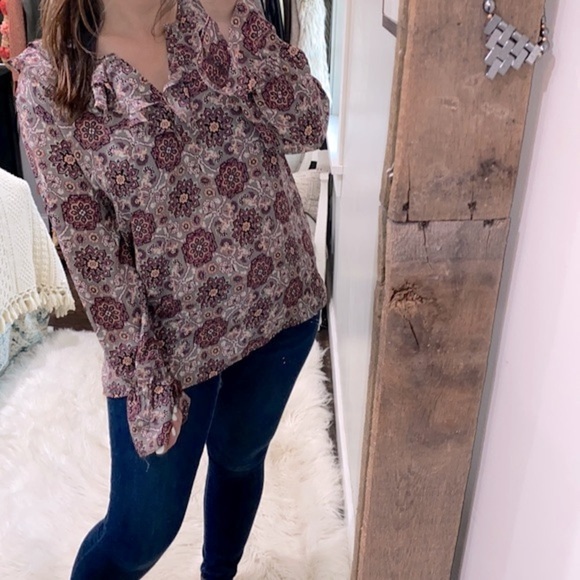 LOFT boho paisley floral top size large - Picture 2 of 6